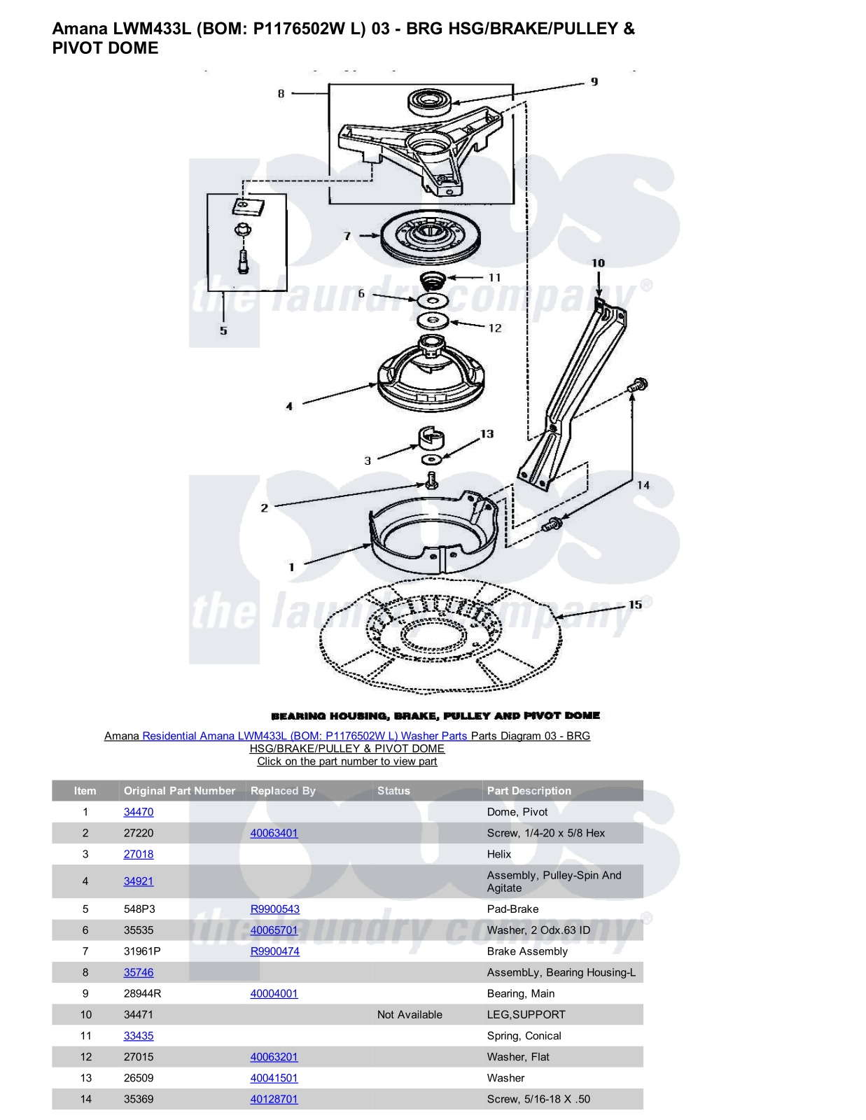 Amana LWM433L Parts Diagram