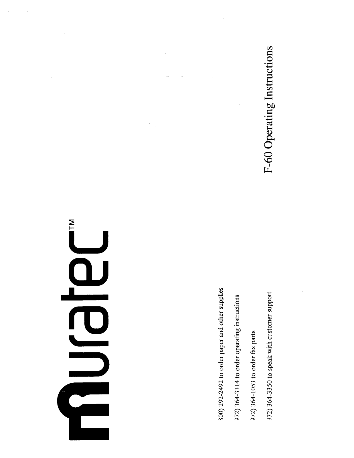 Muratec F-60 User's Manual