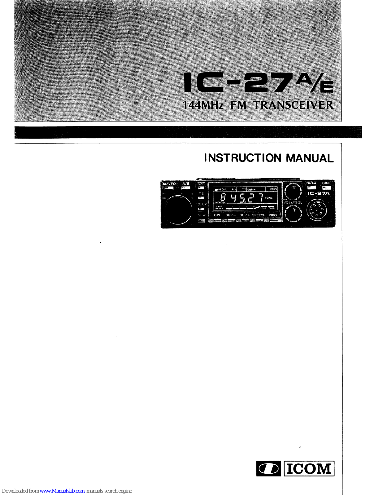 Icom IC-27A, IC-27E Instruction Manual