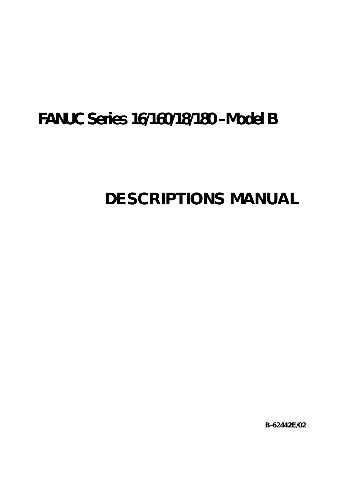 fanuc 16B, 160B, 18B, 180- B User Manual