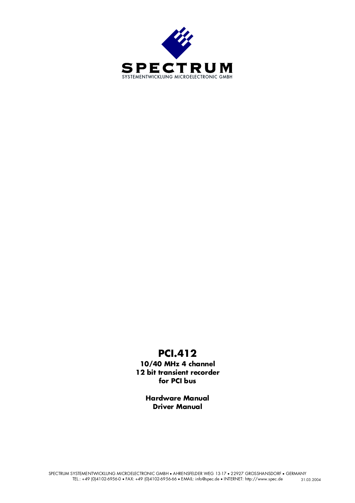 Spectrum PCI.412 Hardware Manual