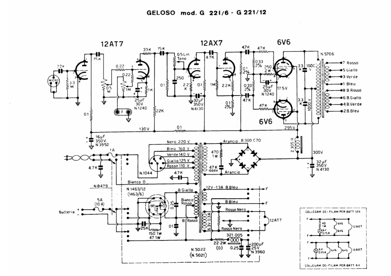 Geloso g221 6, g221 12 schematic