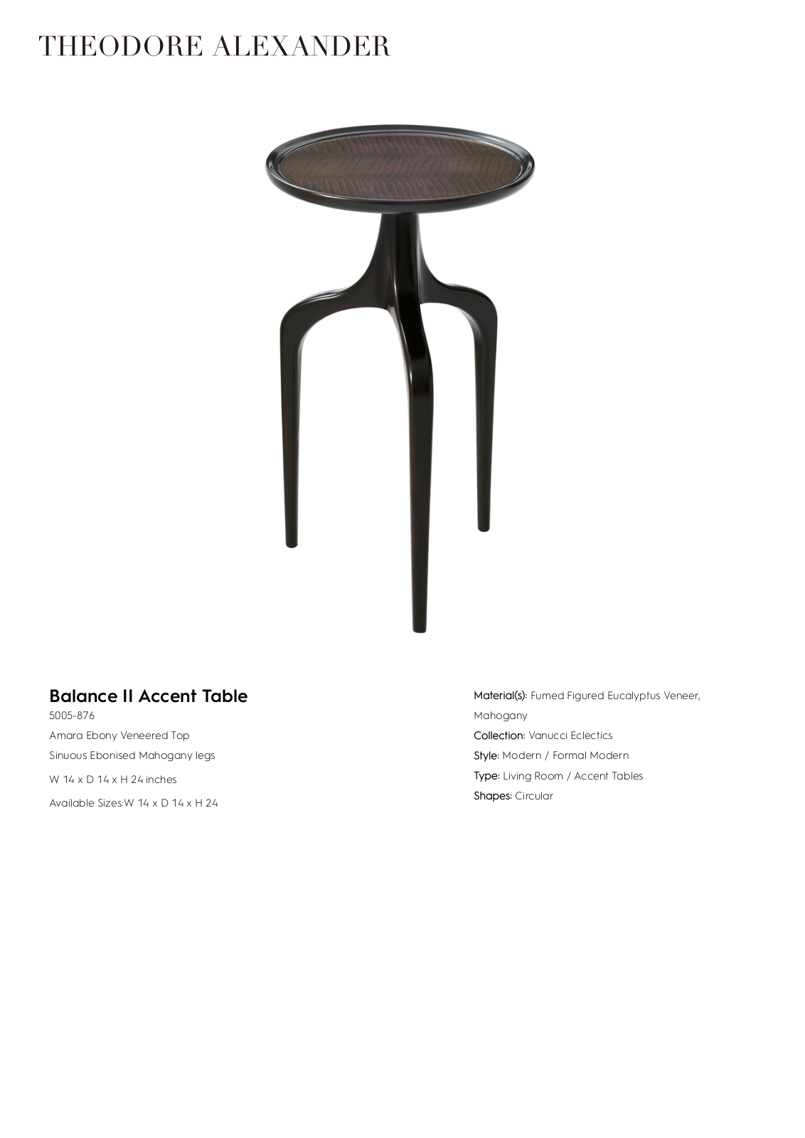 Theodore Alexander FPLJ1541 Specifications - ManualMachine.com