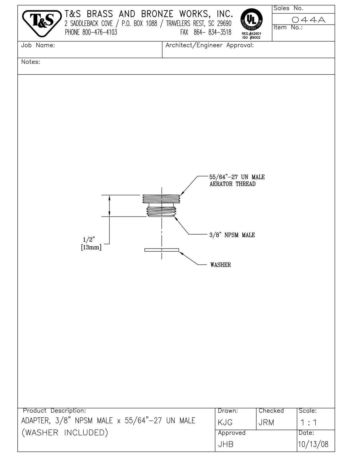 T&S Brass 044A User Manual - ManualMachine.com