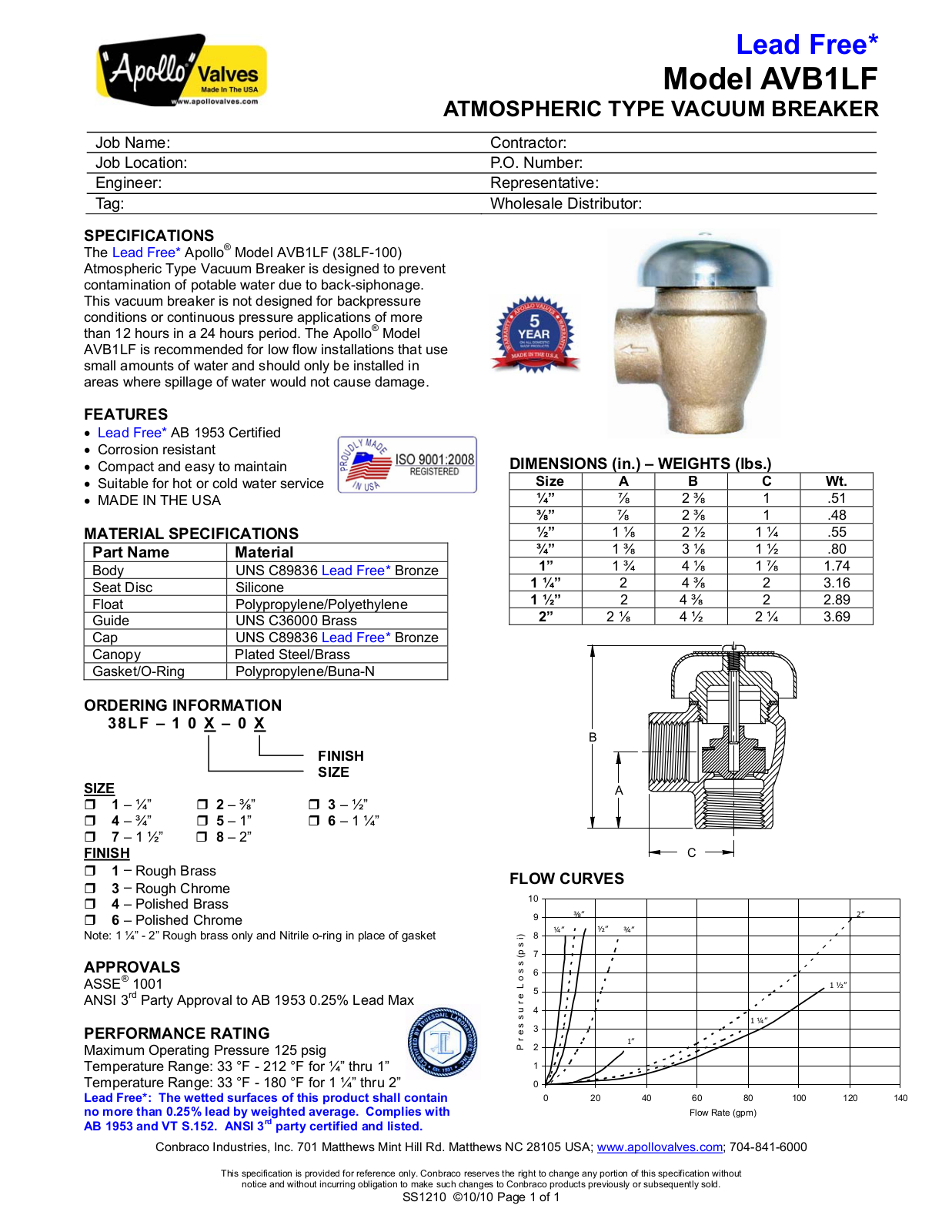 Apollo Conbraco 38LF-100 User Manual