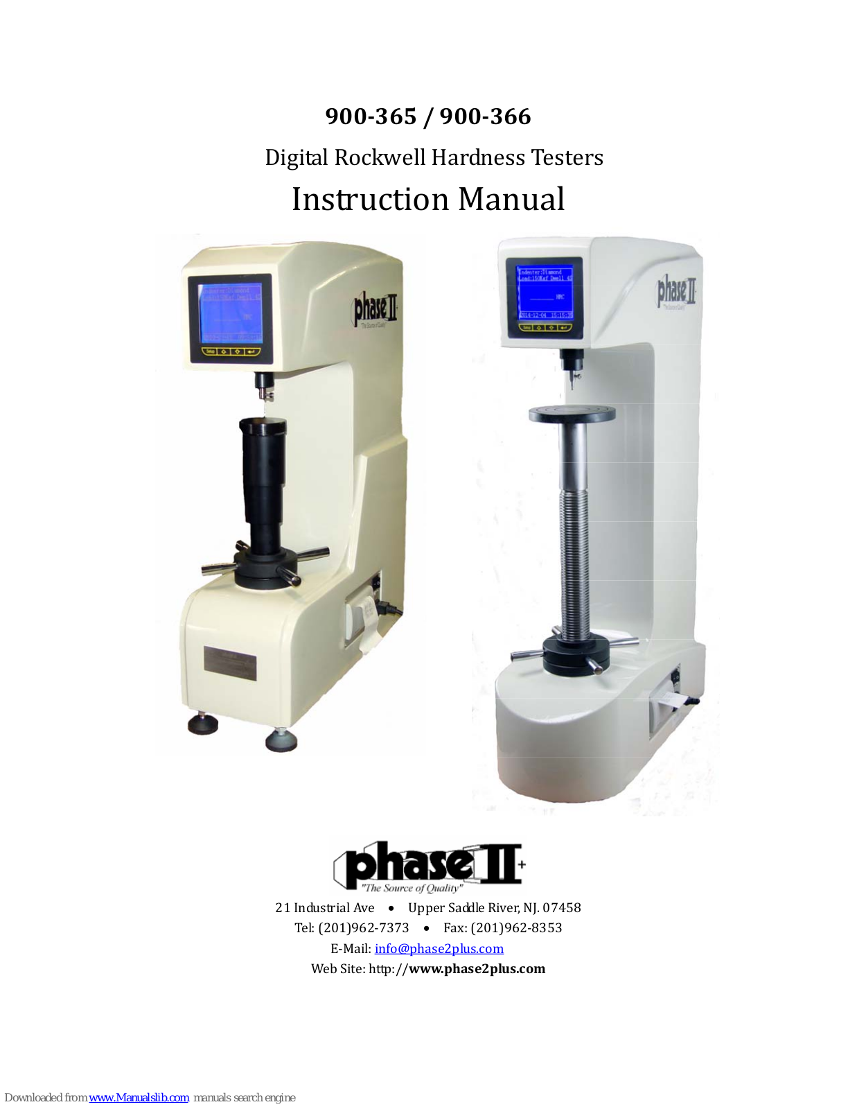 phase II 900-365, 900-366 Instruction Manual - ManualMachine.com
