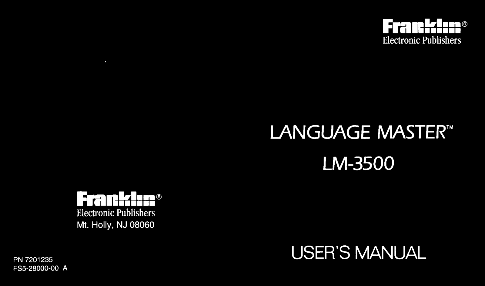 Franklin LM-3500 User Manual