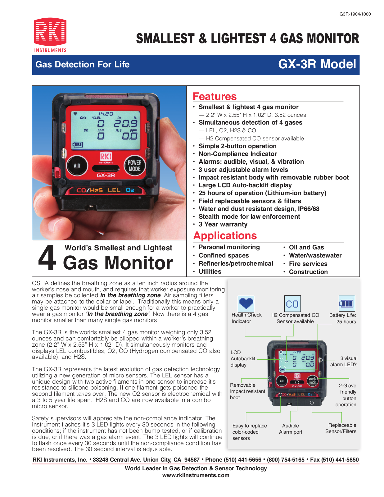 RKI Instruments GX-3R Specifications