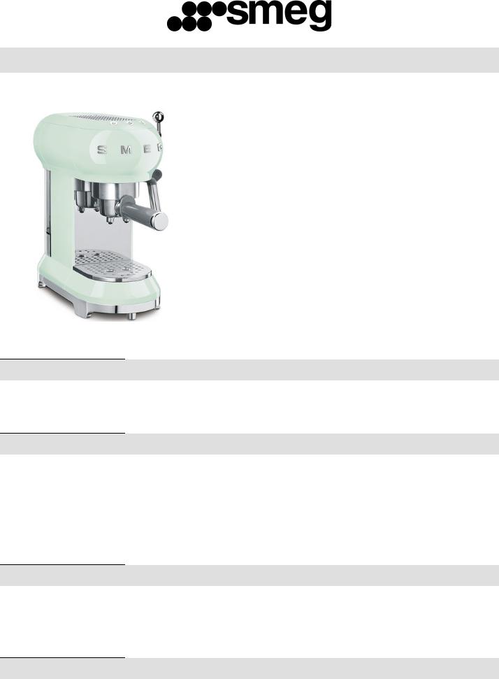 Smeg ECF01PGUK Technical sheet