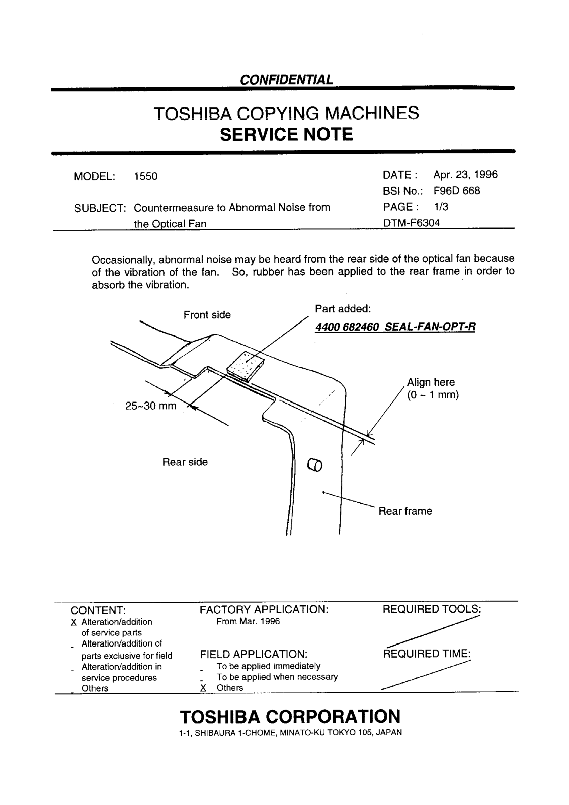 Toshiba f96d668 Service Note