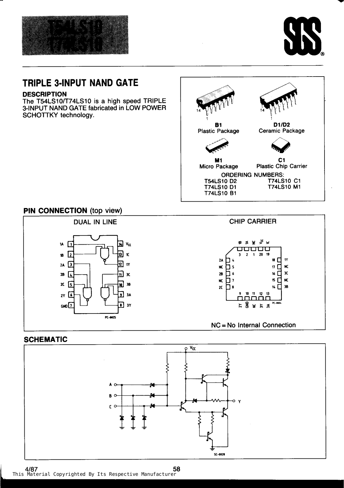 Datasheet T74LS10B1 Specification - ManualMachine.com