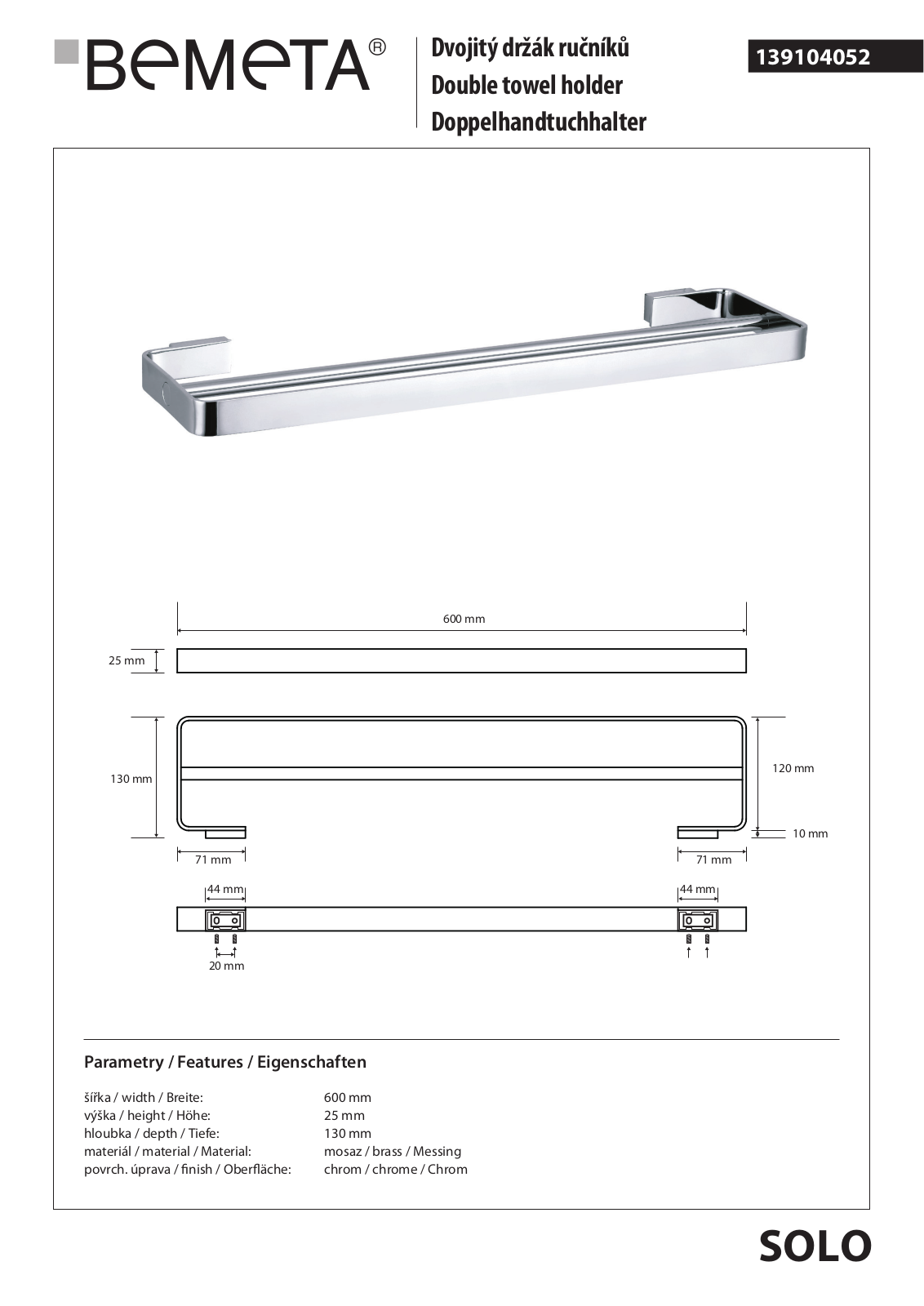 Bemeta Solo 139104052 User guide