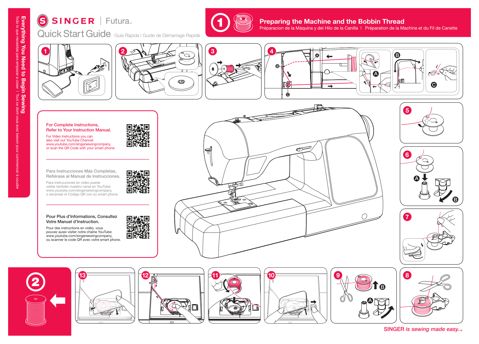 Singer XL-550, XL-400, SEQS-6700, Futura Quick Start Guide