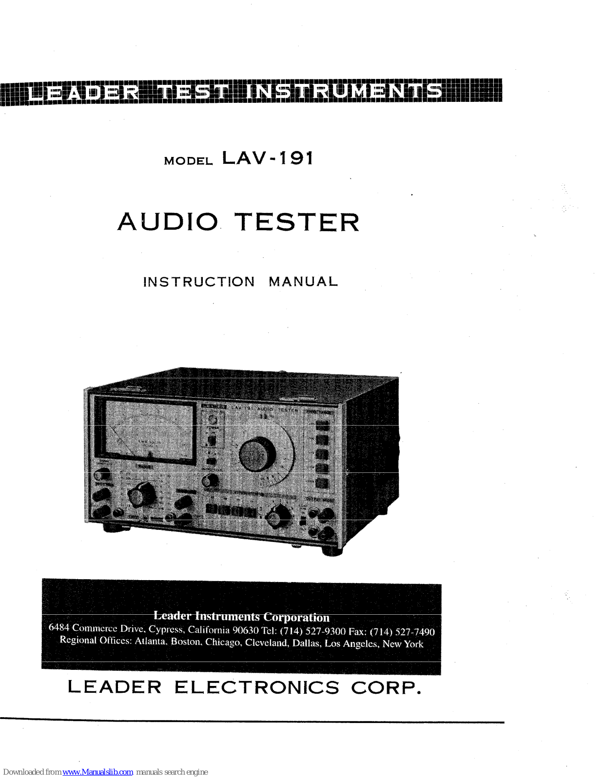 Leader Electronics Corp. LAV-191 Instruction Manual