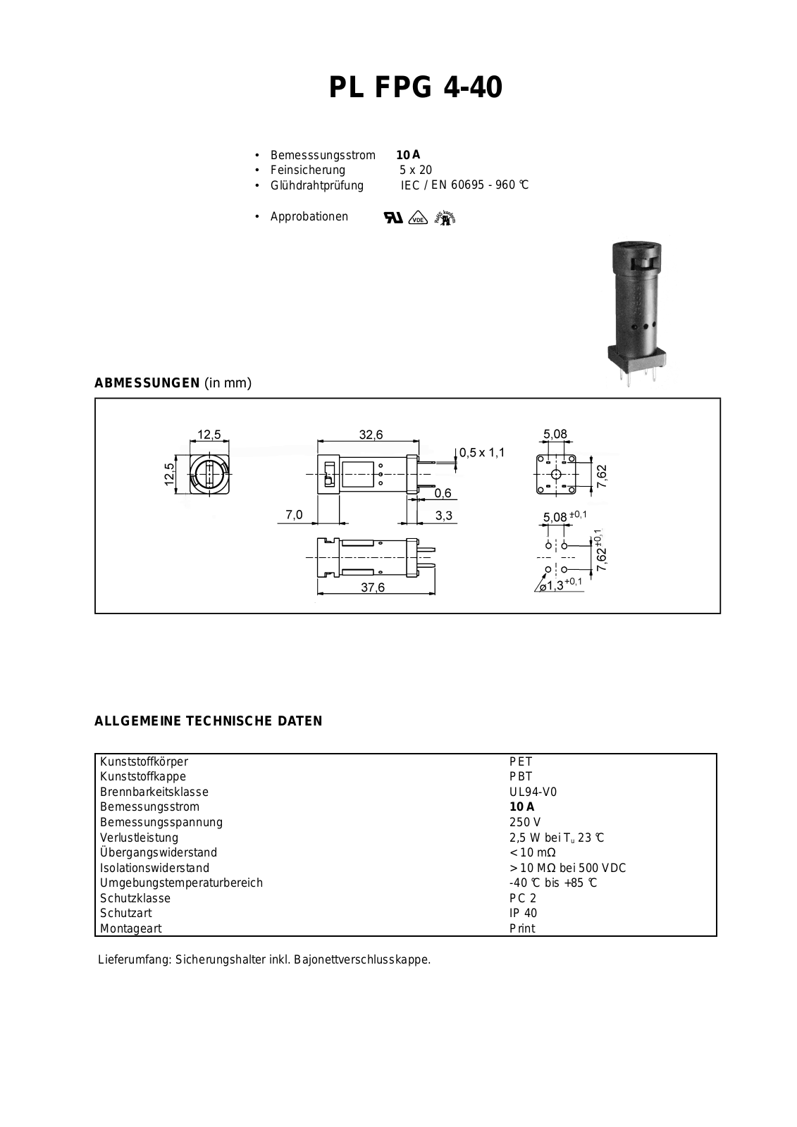 SCHURTER PL FPG4-40 Datasheet - ManualMachine.com