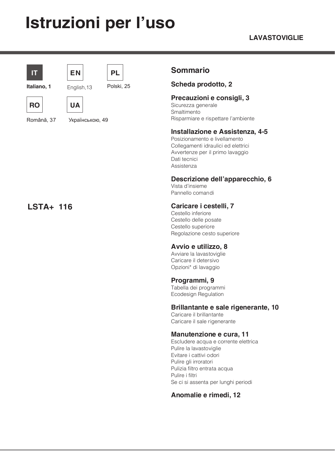 Hotpoint LSTA 116 HA User Manual