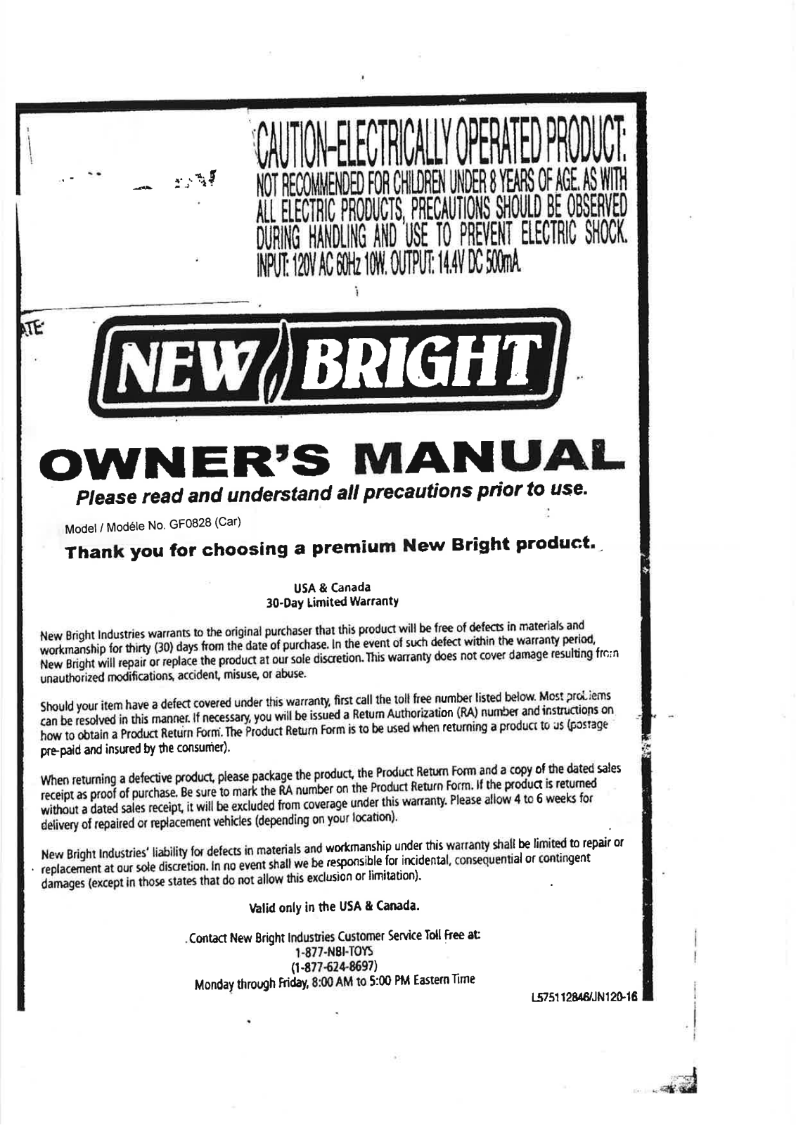 New Bright Co GF0828 User Manual