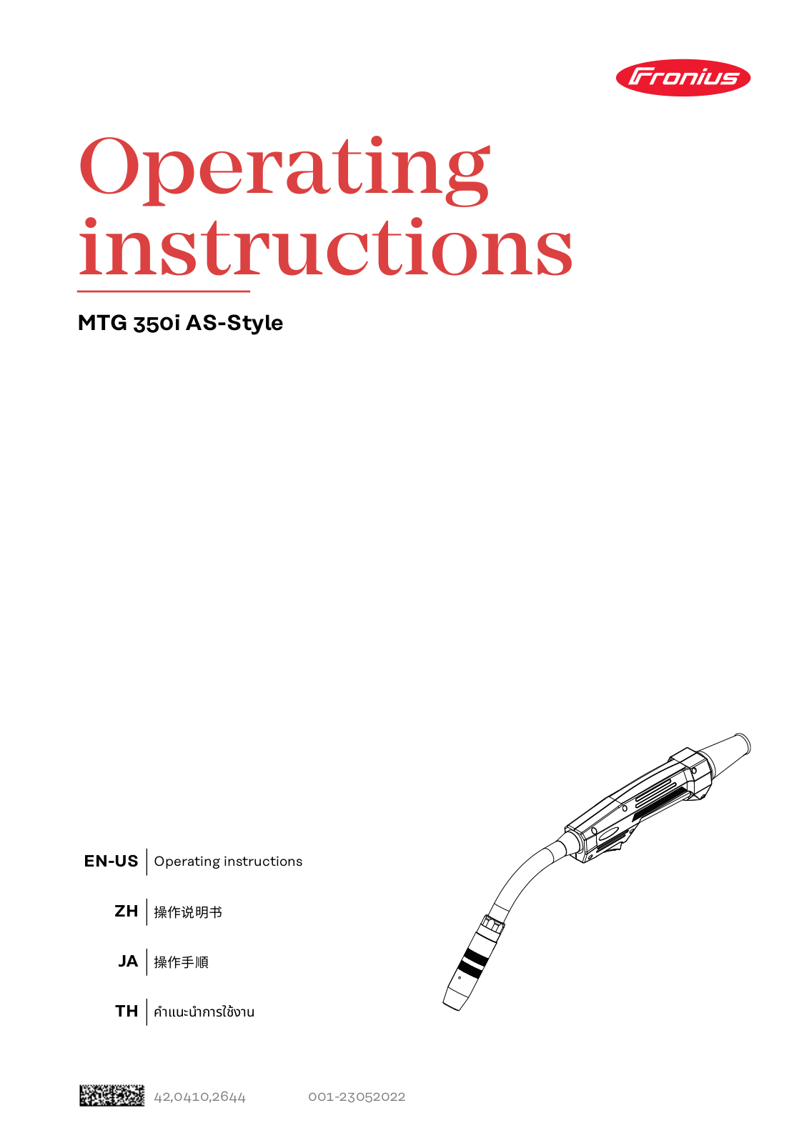 Fronius MTG 350i AS-Style Operating Instruction