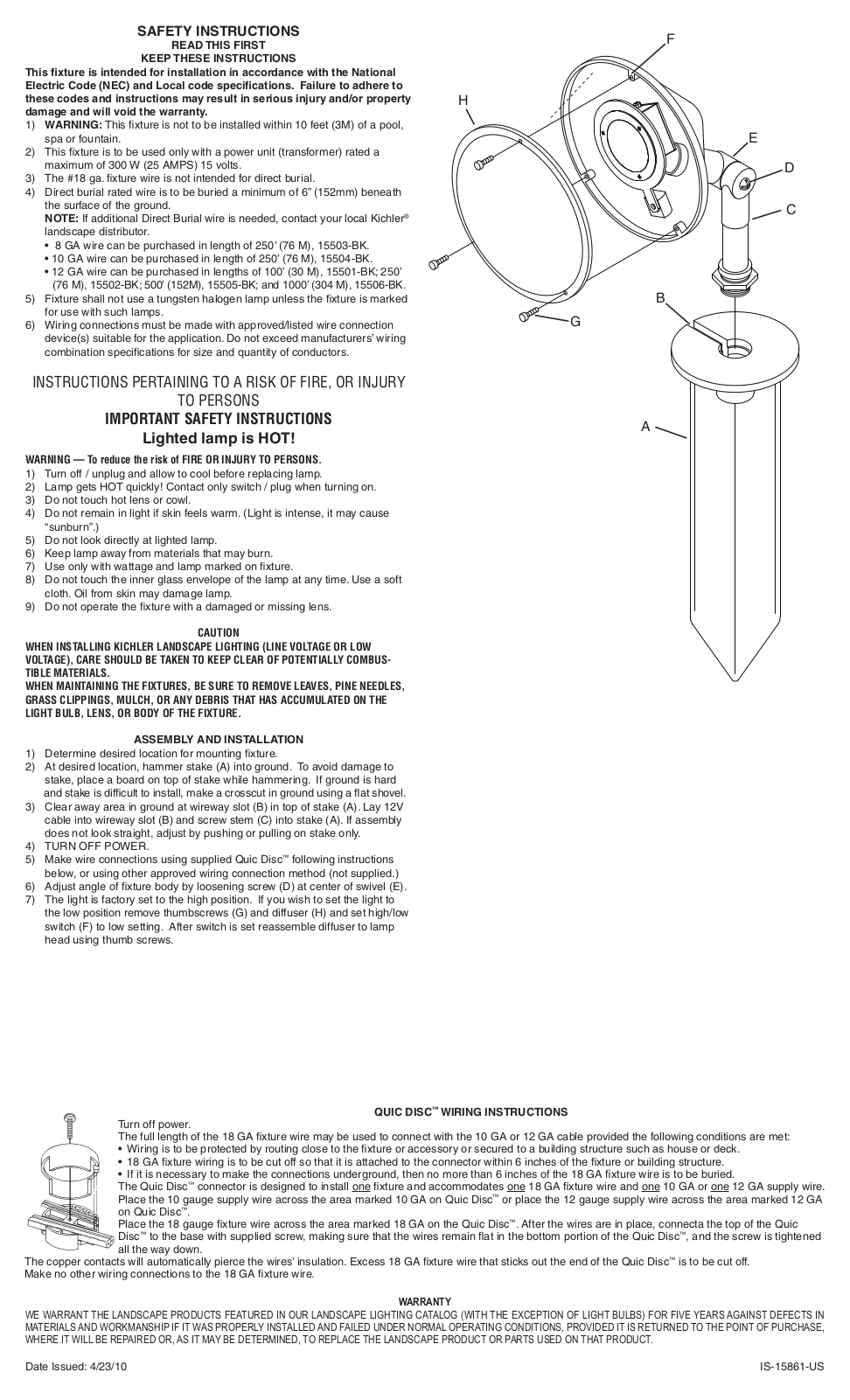 Kichler 15861 User Manual