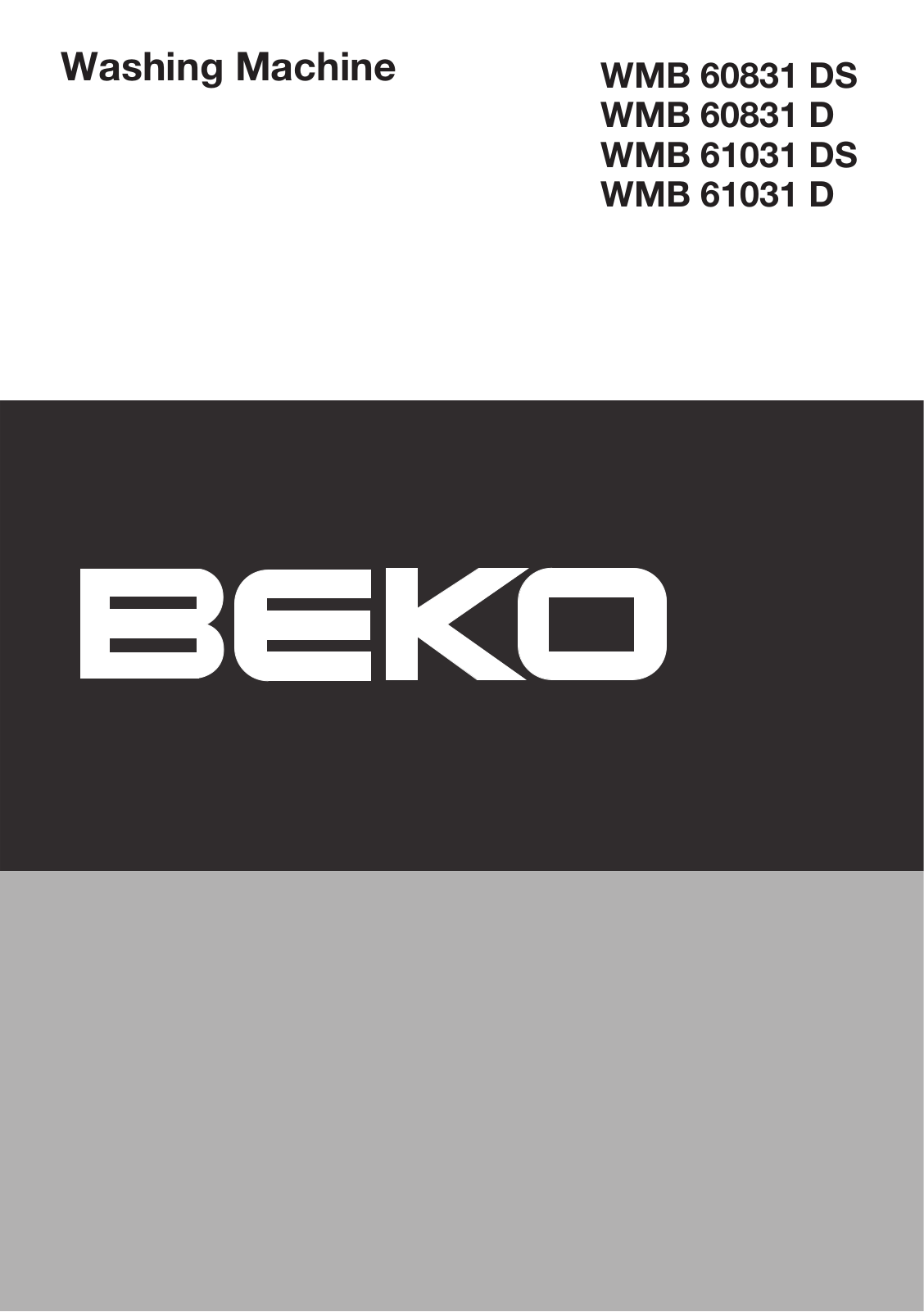 Beko WMB 60831 DS, WMB 60831 D, WMB 61031 DS, WMB 61031 D User manual