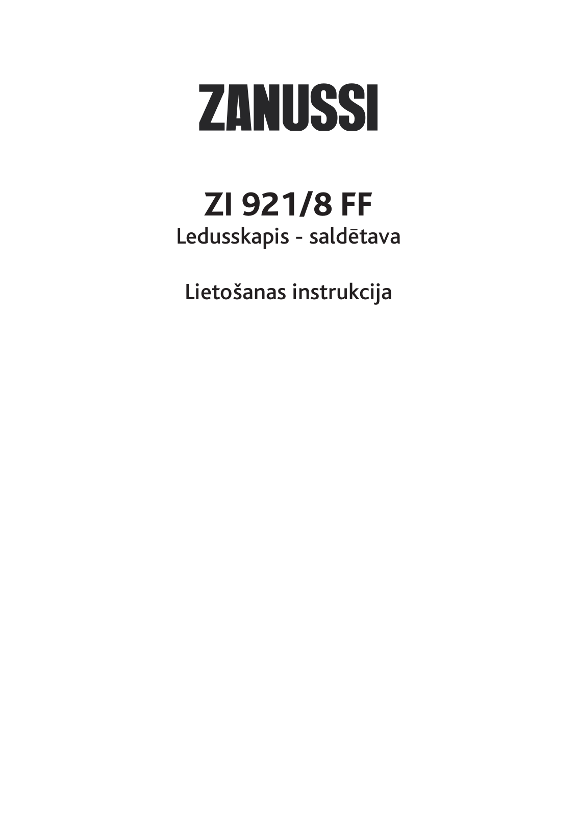 Zanussi zi921/8ff USER MANUAL