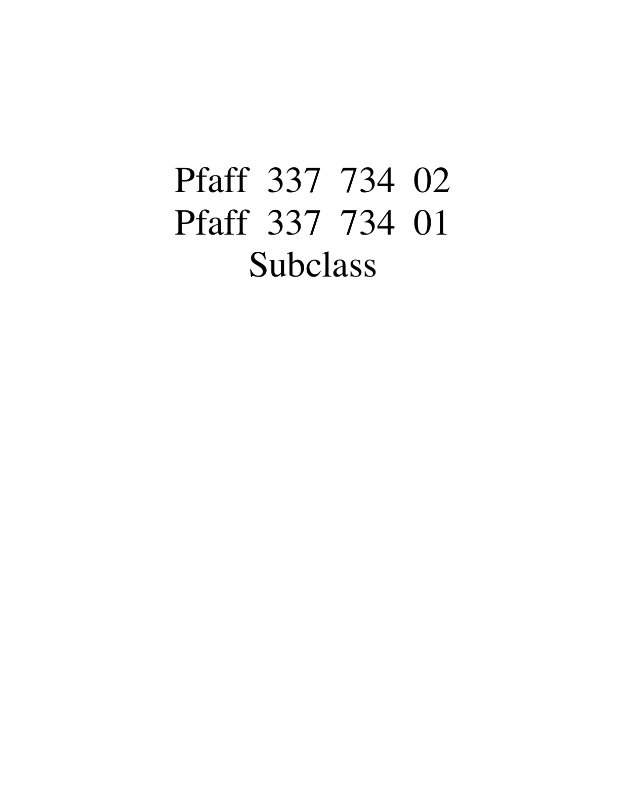 PFAFF 337 734 02, 337 734 01 Parts List