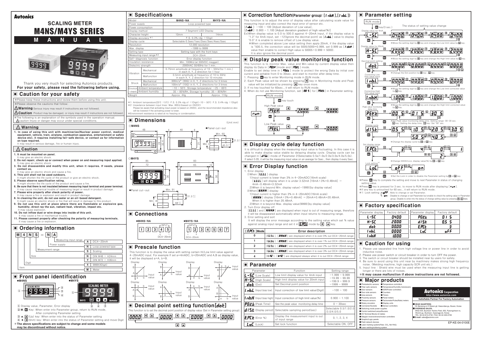 Autonics M4 Operating Manual