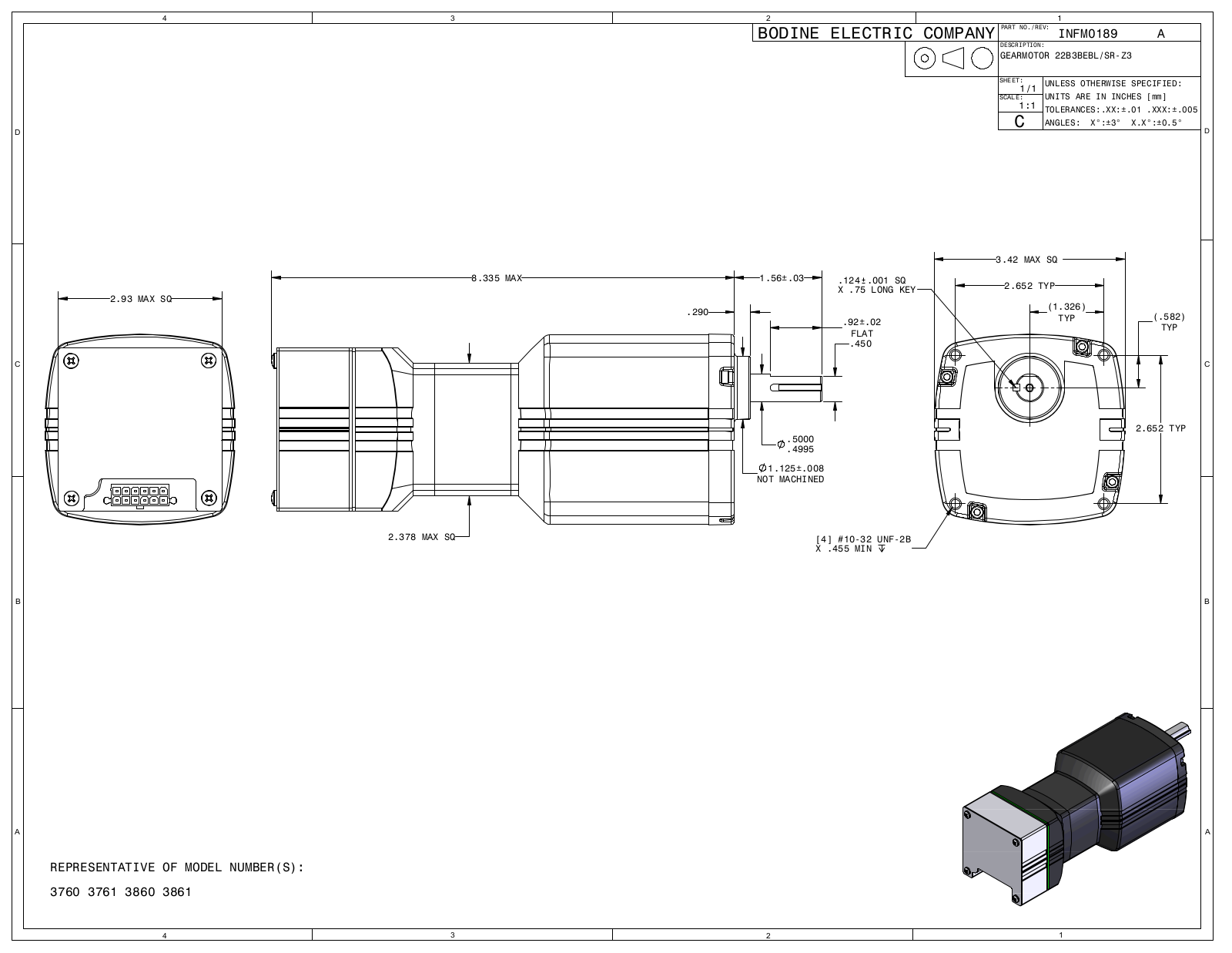 Bodine 3760, 3761, 3860, 3861 Reference Drawing