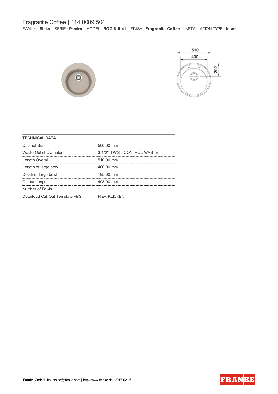 Franke 114.0009.504 Service Manual