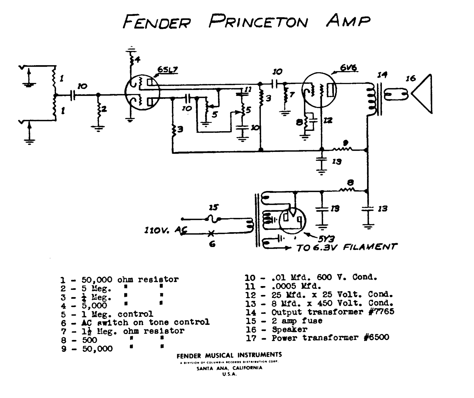 Fender Princeton Schematic