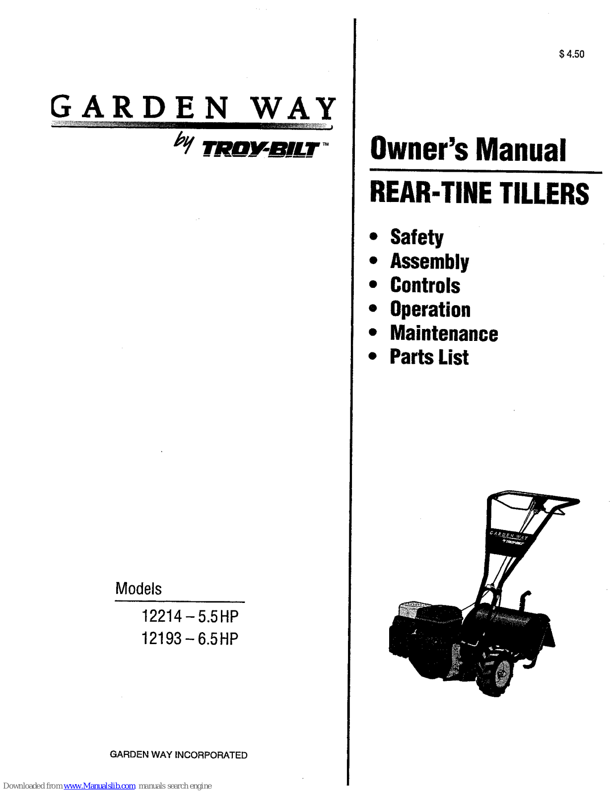 Troy-Bilt 12214, 12193 Owner's Manual