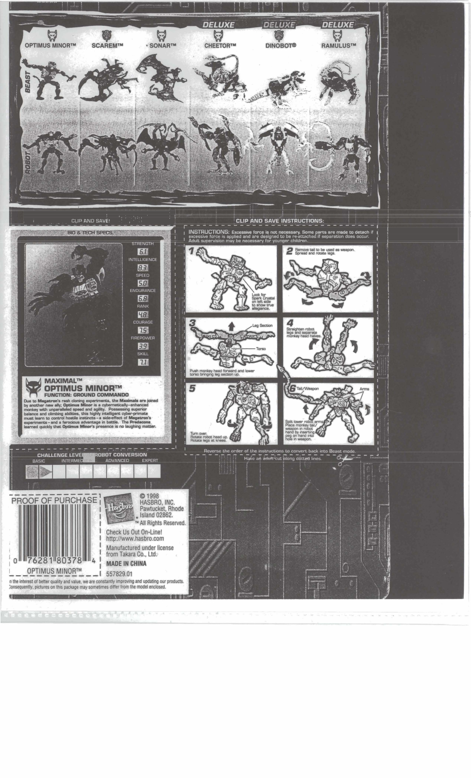 HASBRO Transformers Maximal Optimus Minor User Manual