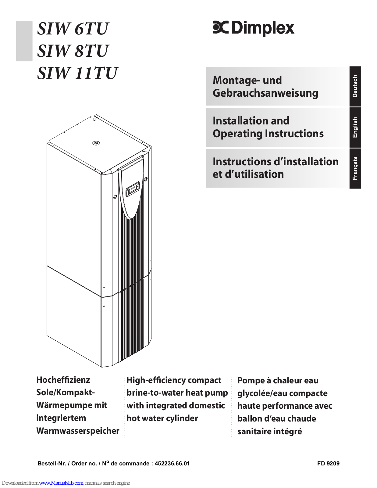 Dimplex SIW 6TU, SIW 11TU, SIW 8TU Installation And Operating Instructions Manual