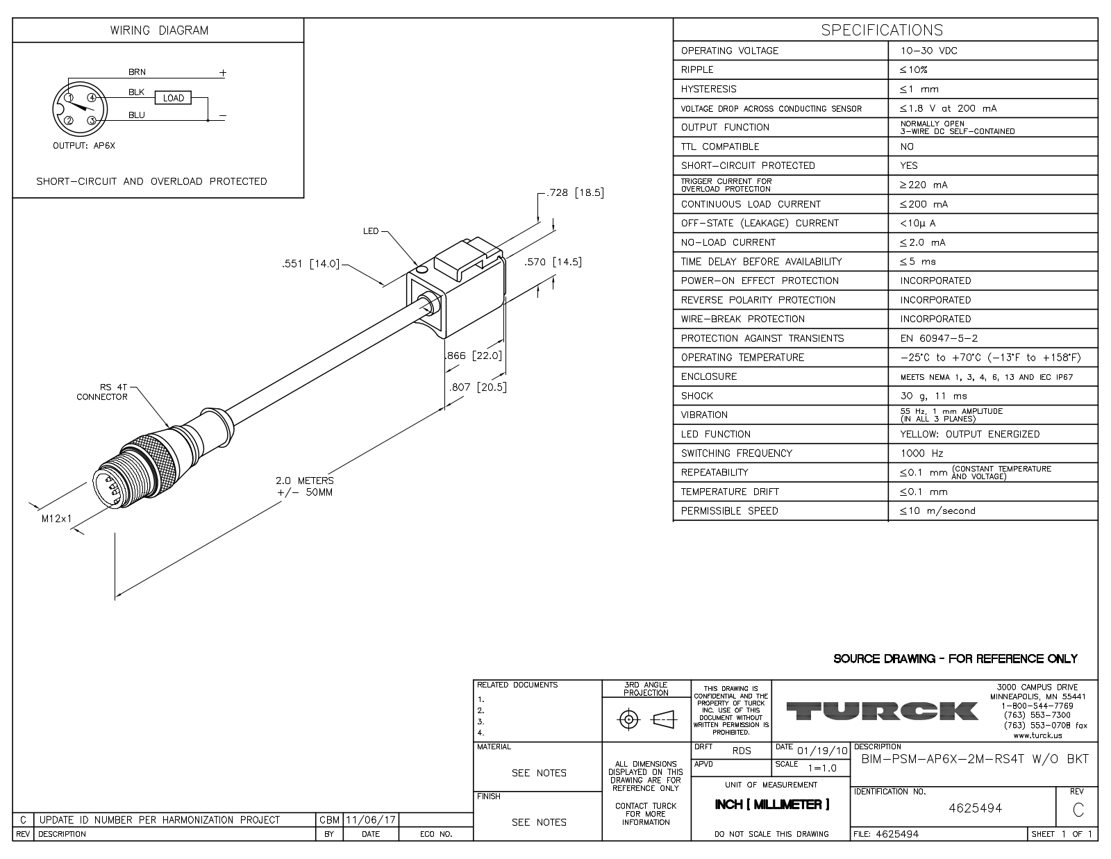 Turck BIM-PSM-AP6X-2-RS4TW/OBKT Data Sheet