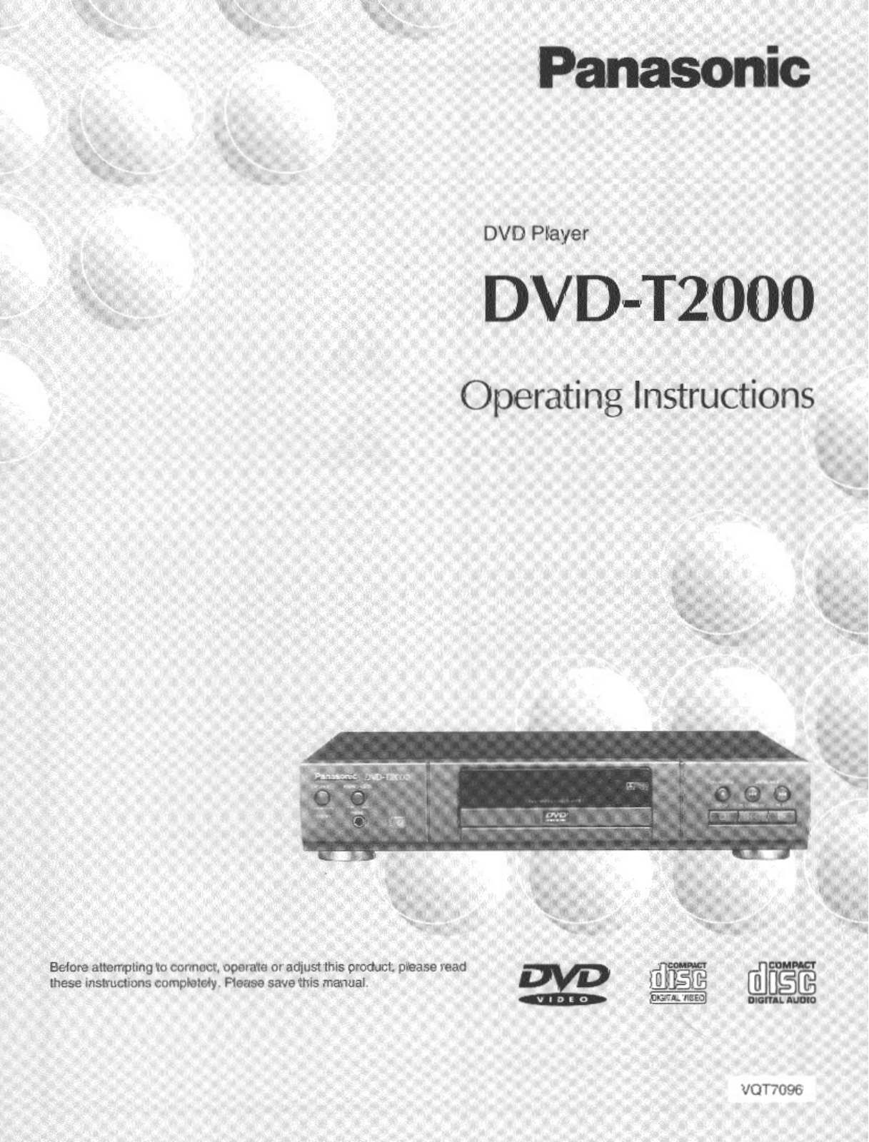 Panasonic DVD-T2000 User Manual