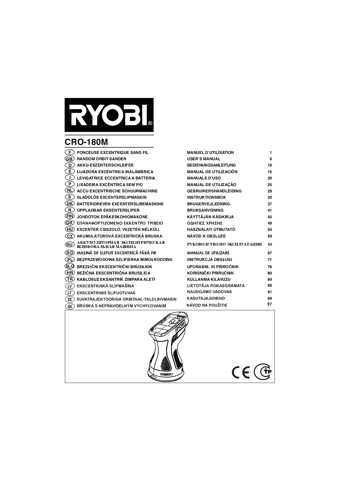 Ryobi CRO-180M User guide