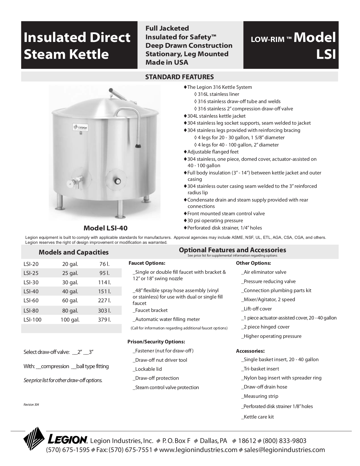 Legion LSI Specifications