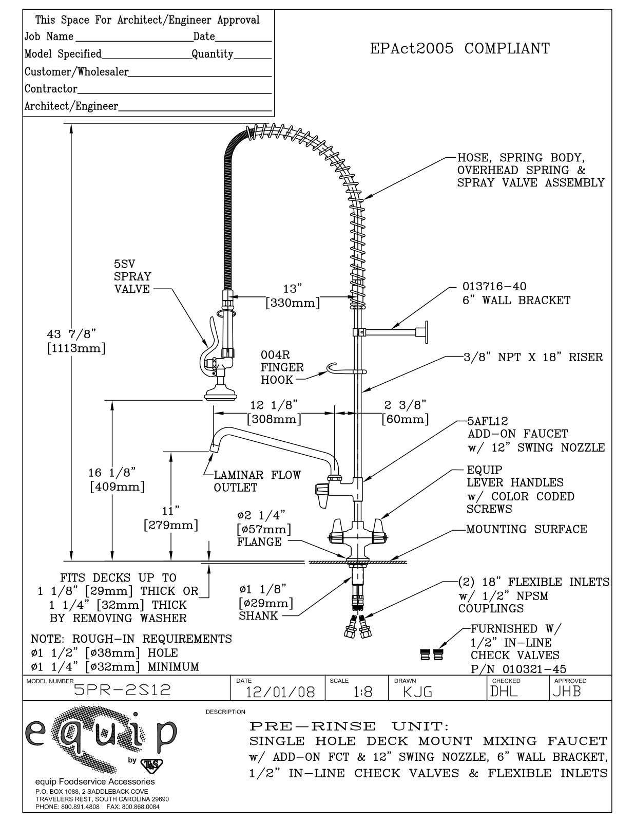 T&S Brass 5PR-2S12 User Manual