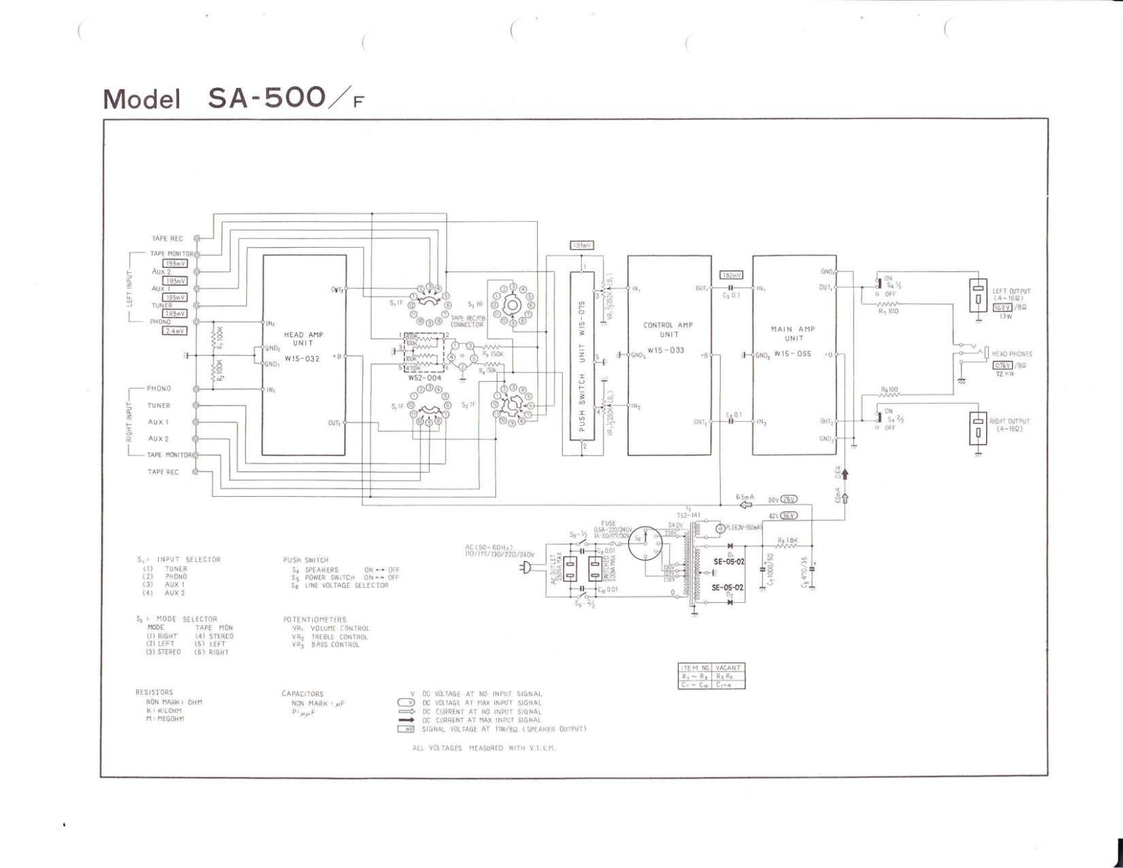 Pioneer SA-500 Schematic