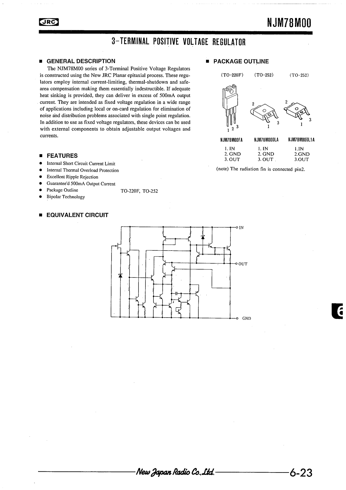 JRC NJM78M00DLA, NJM78M00DL Datasheet