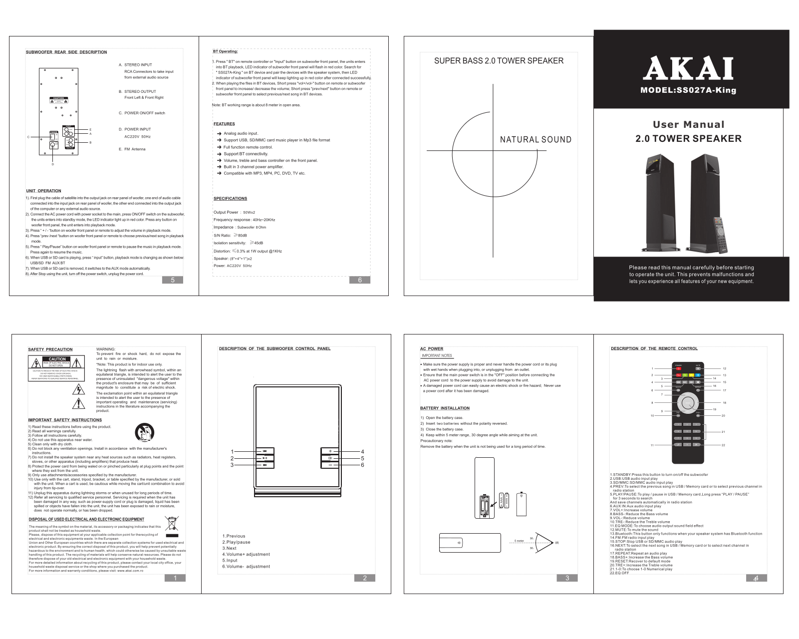 AKAI SS027A-KING User Manual