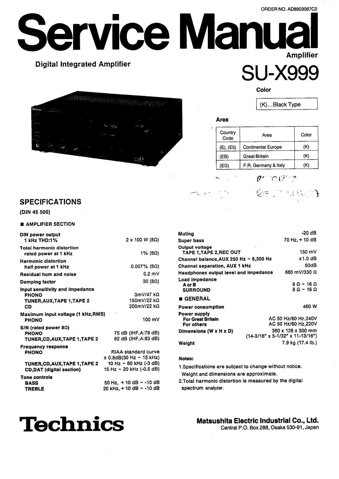 Technics SUX-999 Service manual