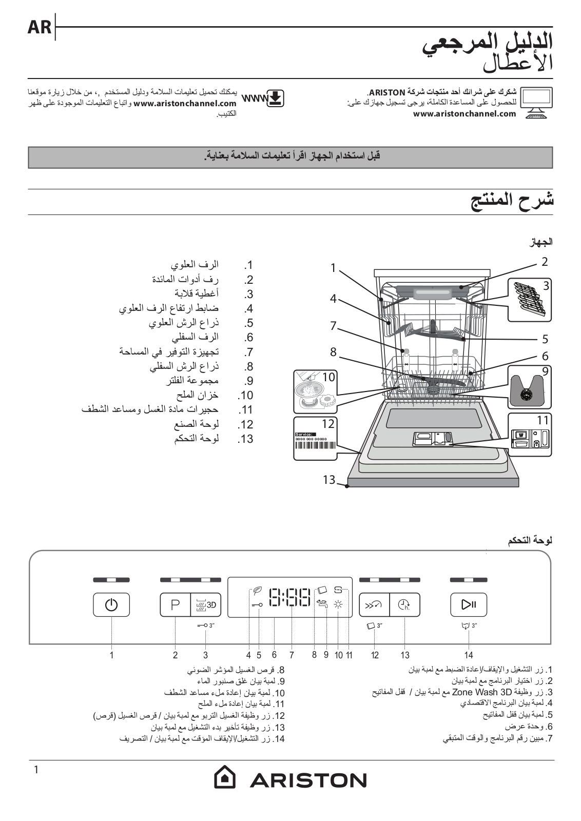 ARISTON LFO 3P31 WL Daily Reference Guide