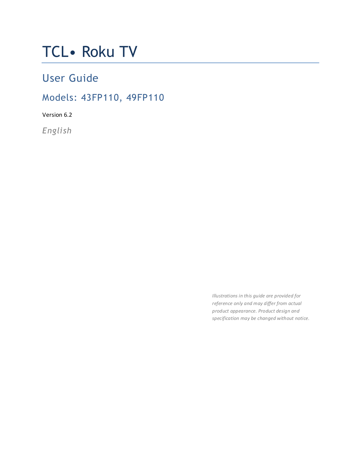 TCL 43FP110, 49FP110 User Manual