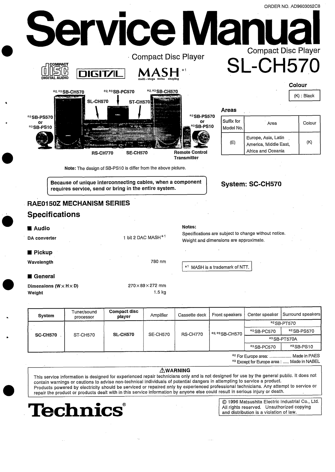 Technics SLCH-570 Service manual