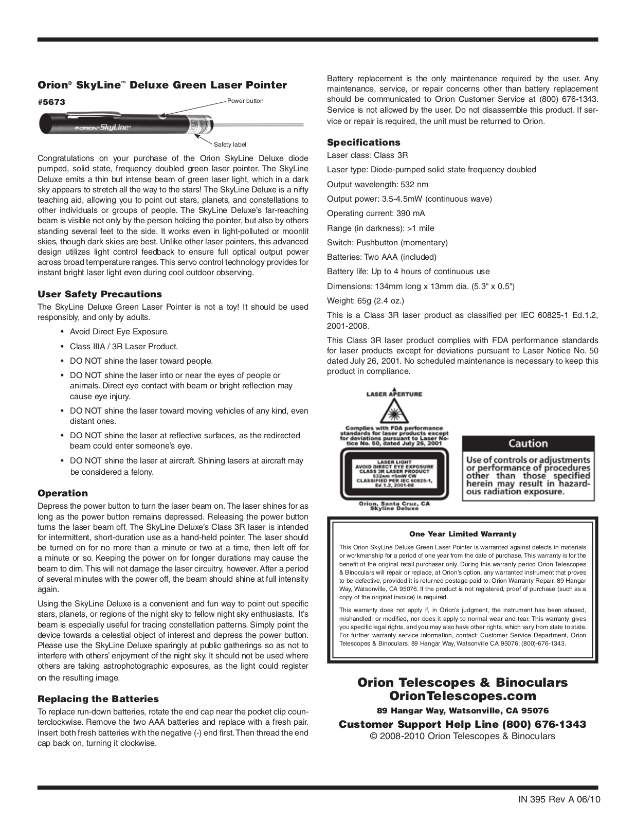 Orion SKYLINE 5673 User Manual