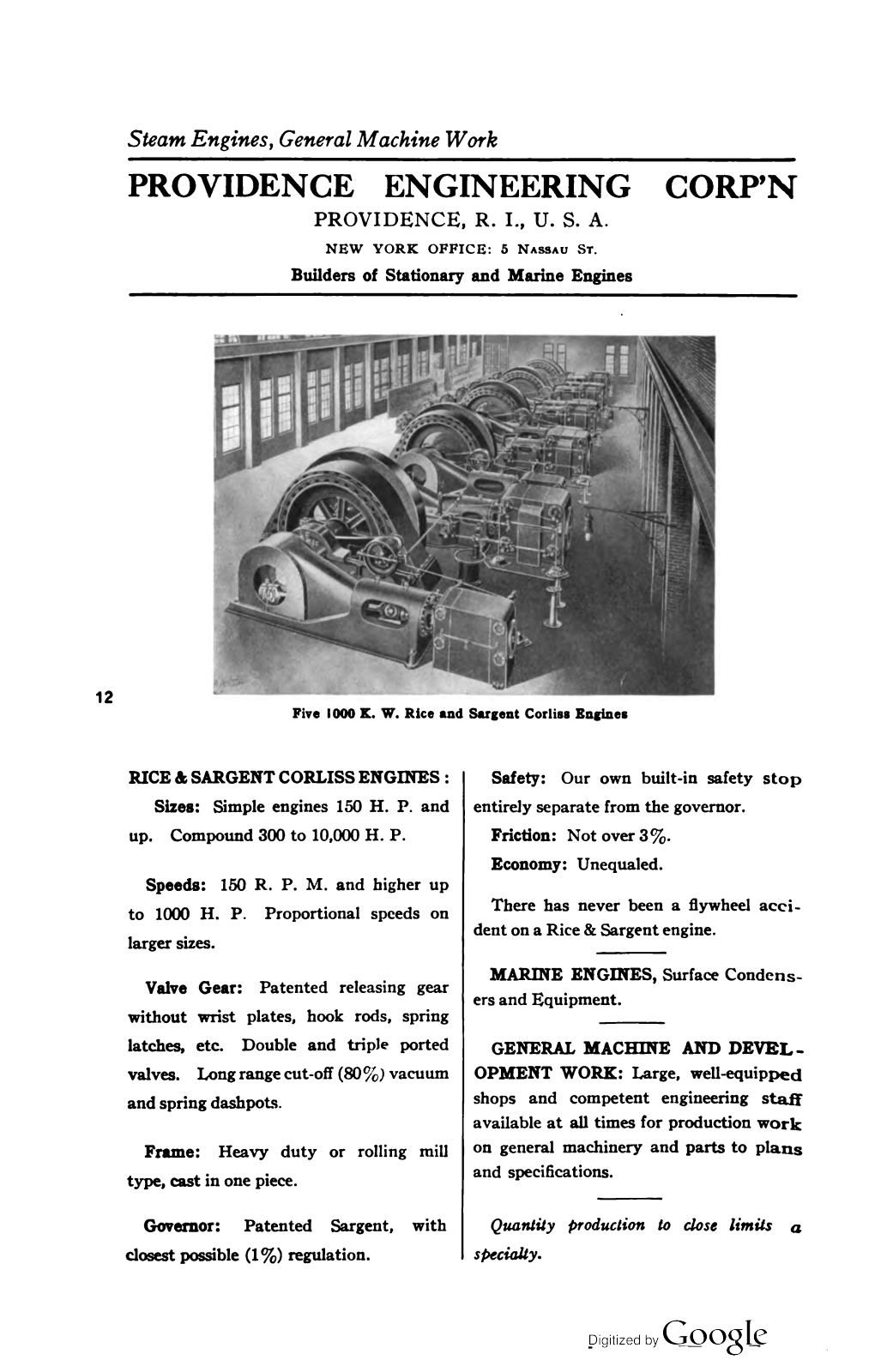 Providence Engineering Works Providence Engineering Corp. Engines - ManualMachine.com