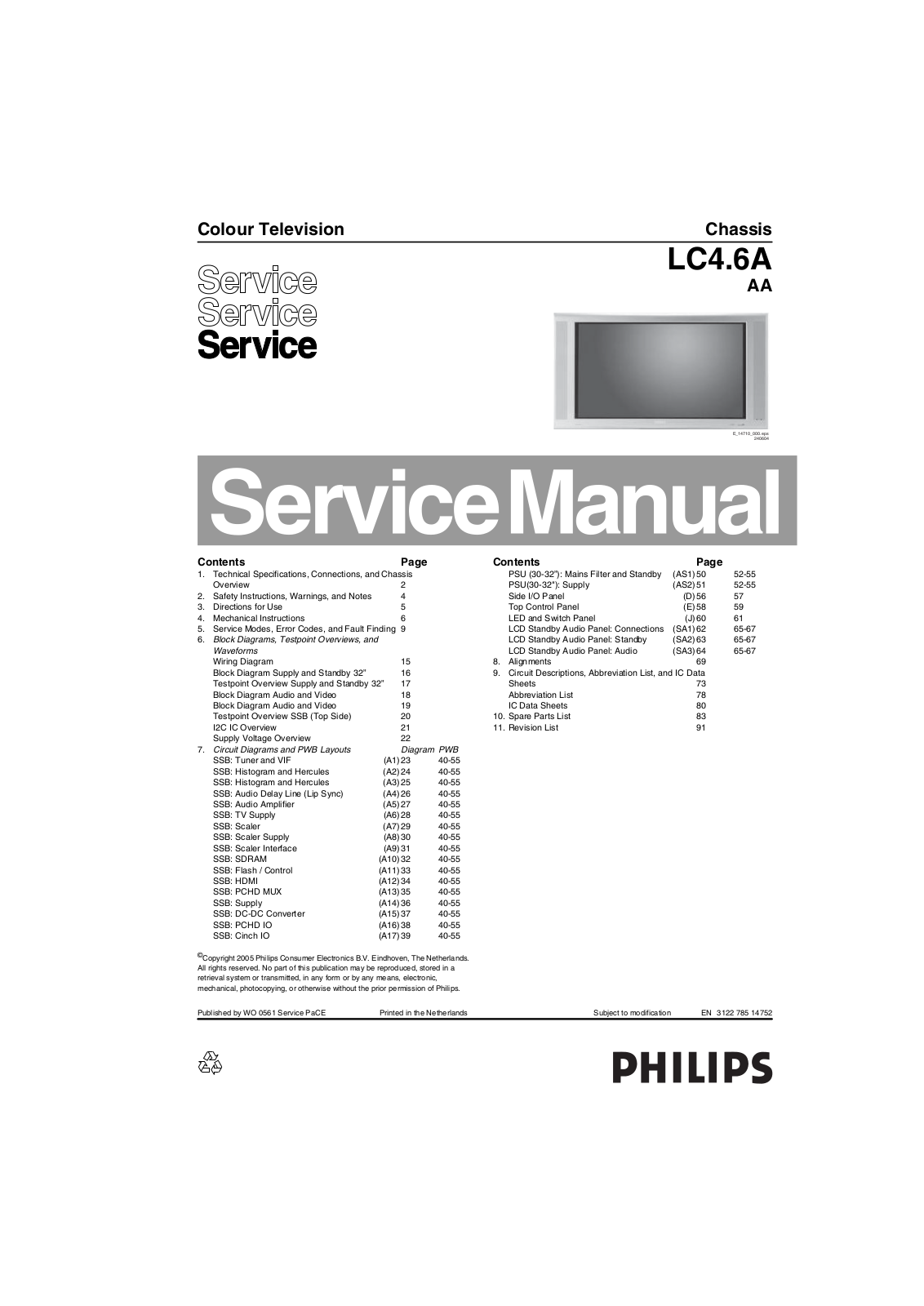 Philips 30PF9946D Schematic