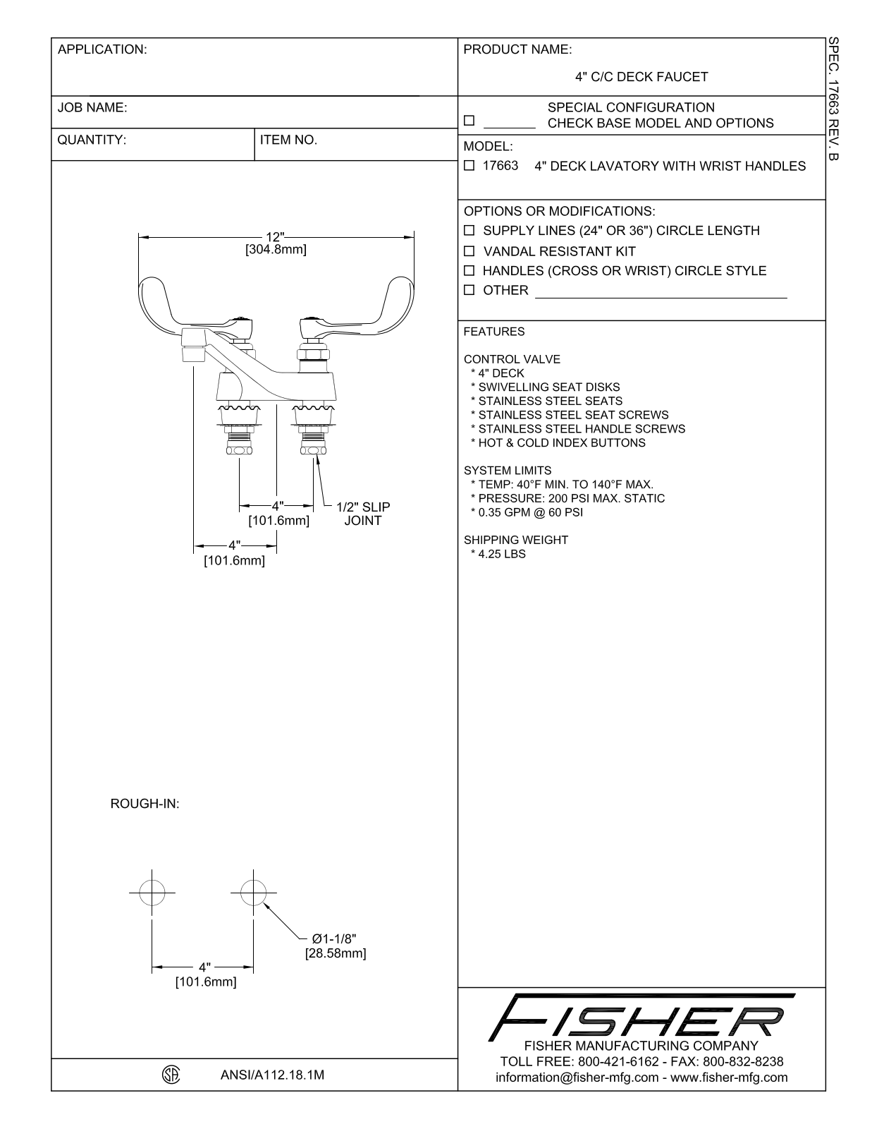 Fisher Manufacturing 17663 User Manual