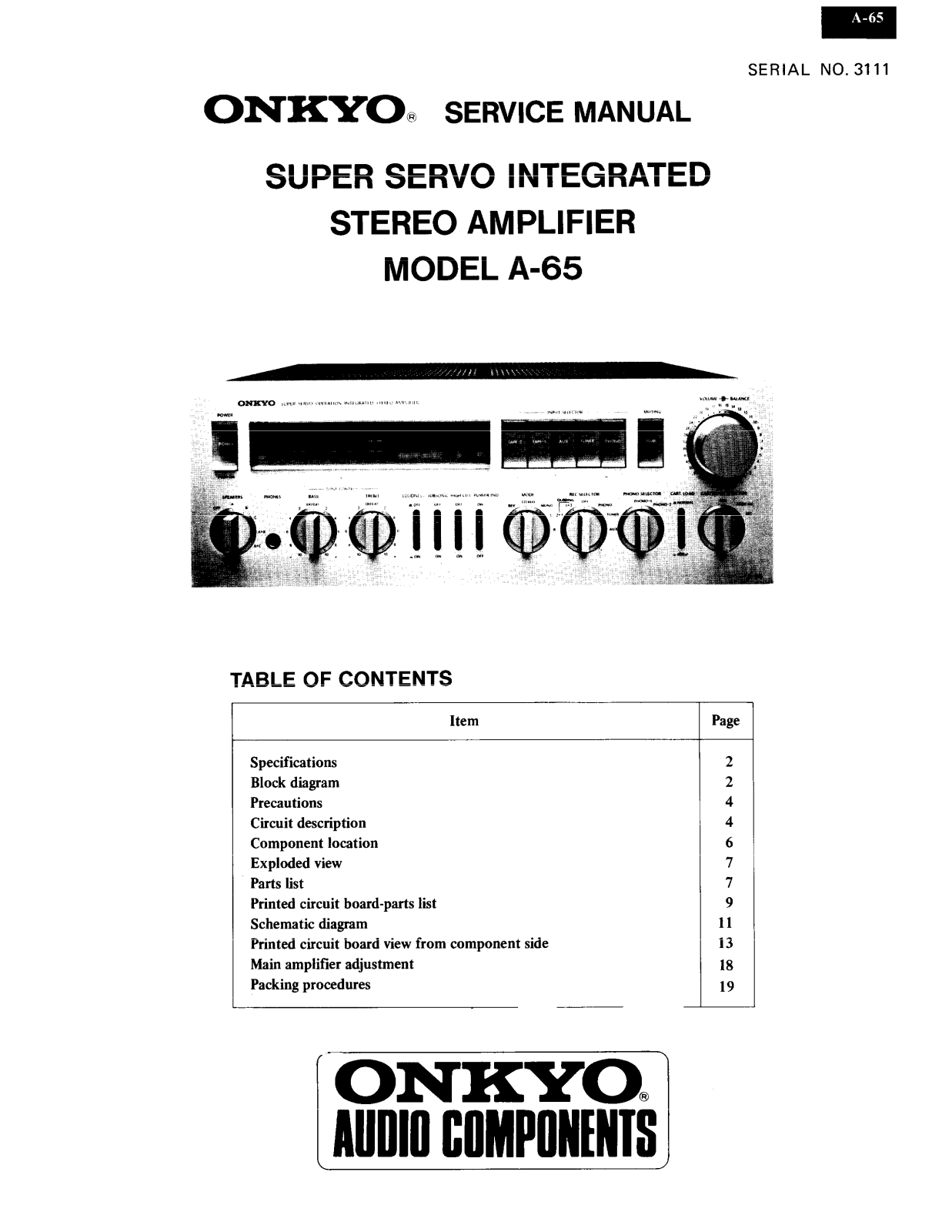 Onkyo A-65 User Manual